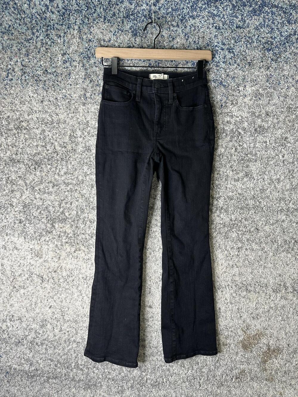 Madewell Mid Rise Kick Out Jeans Womens 24 Black Dark Wash Bootcut Stretch